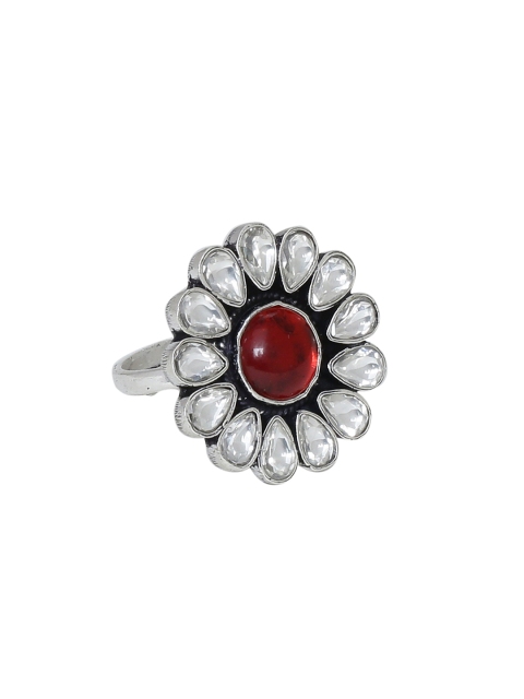 Silvermerc Designs Red Onyx & Kundan-Studded Handcrafted Adjustable Sterling Silver Finger Ring
Silvermerc Designs Red Onyx & Kundan-Studded Handcrafted Adjustable Sterling Silver Finger Ring