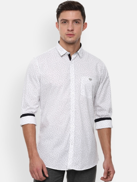 Van Heusen Sport Men White Slim Fit Printed Casual Shirt