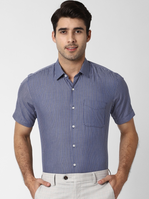 Peter England Men Blue Regular Fit Striped Formal Shirt