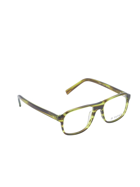 Titan Men Green & Brown Tortoise Shell Full Rim Wayfarer Frames