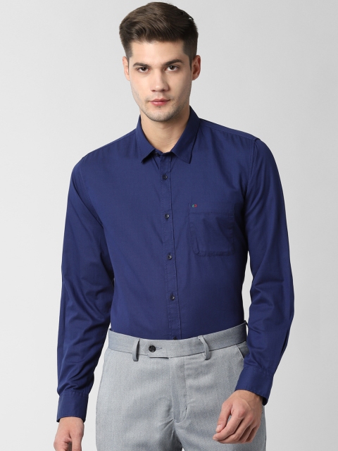 Peter England Casuals Men Navy Blue Slim Fit Solid Formal Shirt
