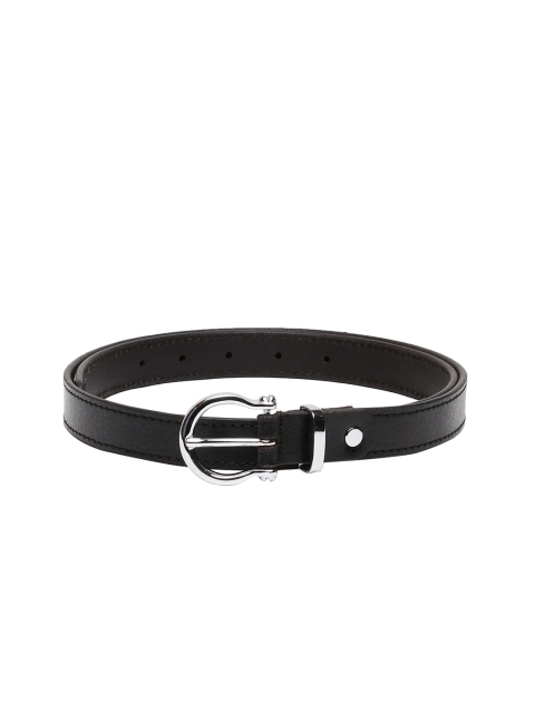 CRUSSET Women Black Solid Leather Belt
