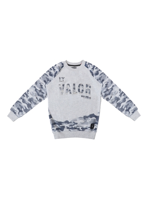 Lil Tomatoes Boys Grey & Blue Printed Sweatshirt