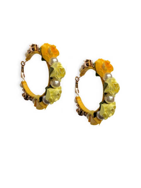 Foxy Sperks Yellow & Gold-Plated Circular Hoop Earrings