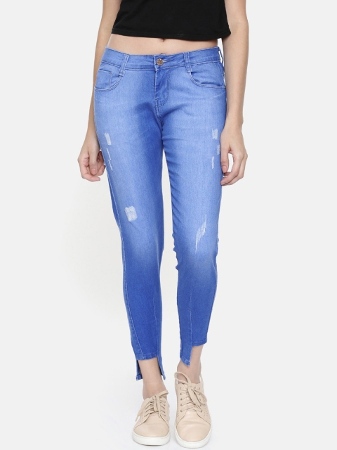 ZHEIA Women Blue Skinny Fit Mid-Rise Low Distress Jeans