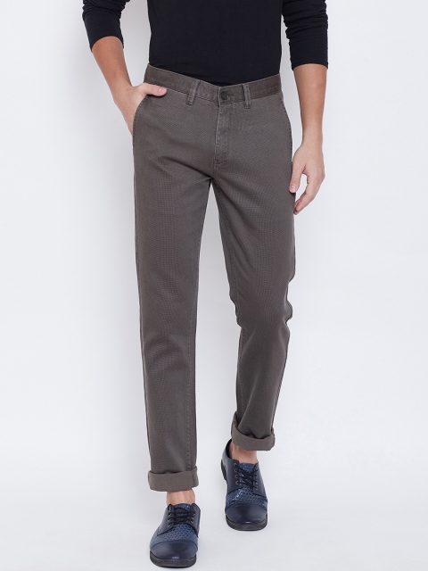 Octave Men Charcoal Regular Fit Solid Regular Trousers