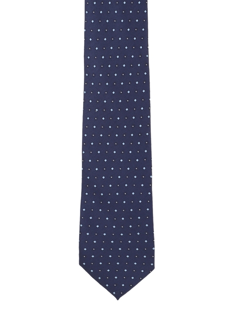 Peter England Men Navy Blue Woven Design Broad Tie