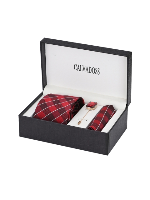 Calvadoss Men Red & Black Accessory Gift Set