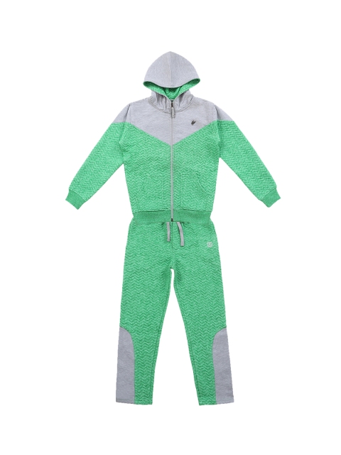 Lil Tomatoes Boys Green & Grey Colourblocked Tracksuit