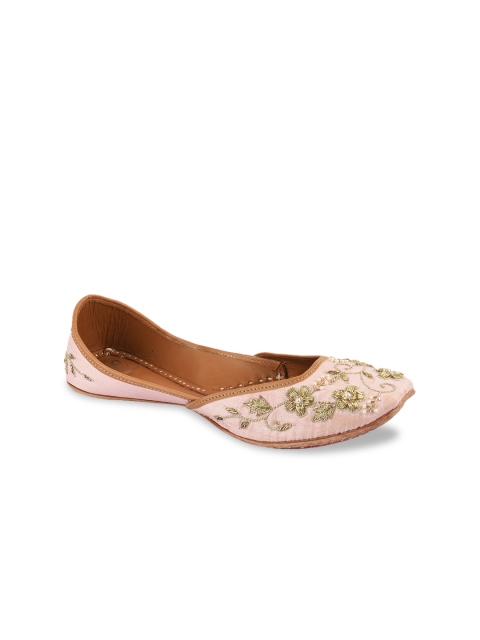 Jutti Express Women Pink Embellished Leather Mojaris