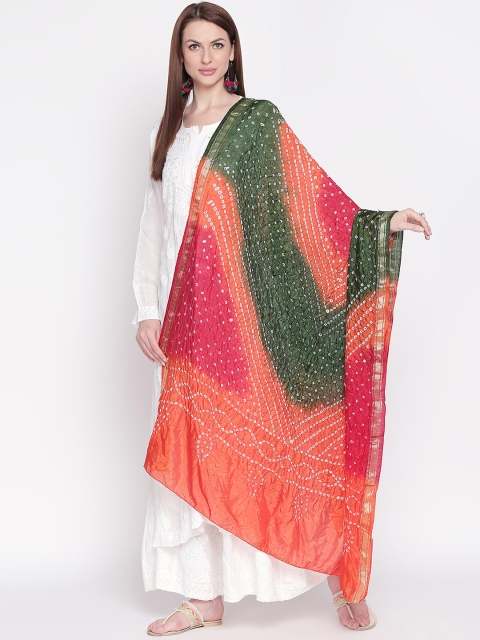 Dupatta Bazaar Orange & Pink Dyed Dupatta