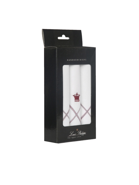 Louis Philippe Men Pack of 3 White Solid Handkerchiefs