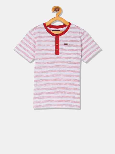 Cherokee Boys Red Striped Henley Neck T-shirt