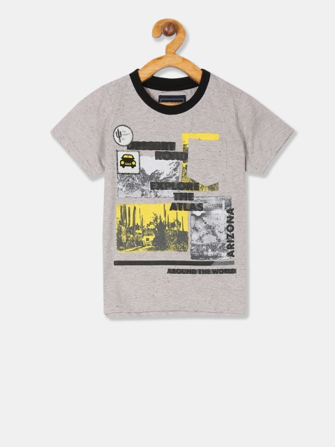 Cherokee Boys Grey Printed Round Neck T-shirt