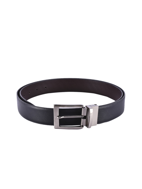 BuckleUp Men Black & Brown Solid Leather Reversible Belt