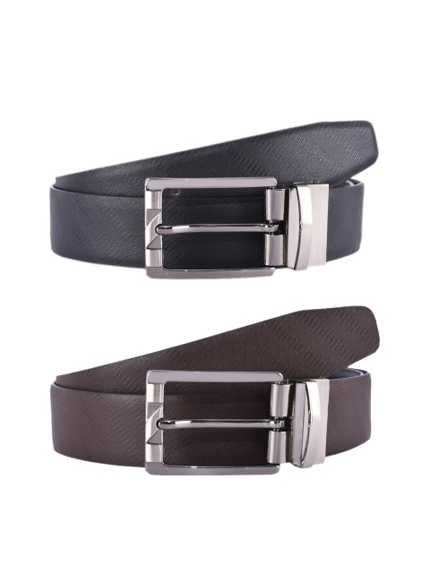 BuckleUp Men Black & Brown Reversible Leather Belt