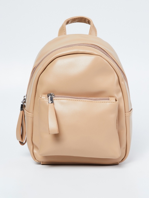 Ginger by Lifestyle Women Beige Solid Backpack