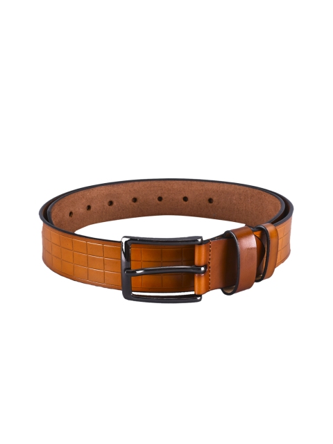 BuckleUp Men Tan Brown Leather Textured Belt