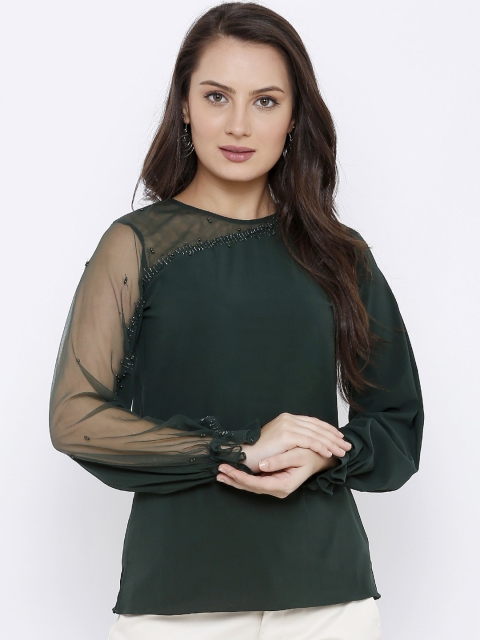 Soie Women Green Embellished Top