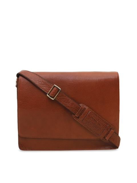 Da Milano Unisex Brown Solid Leather Laptop Bag