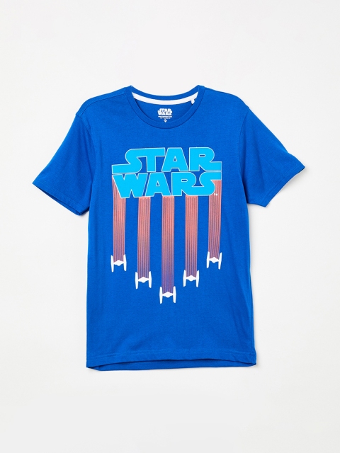 Fame Forever by Lifestyle Boys Blue Star Wars Printed Round Neck T-shirt