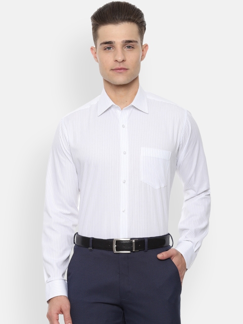 Van Heusen Men White Regular Fit Striped Formal Shirt