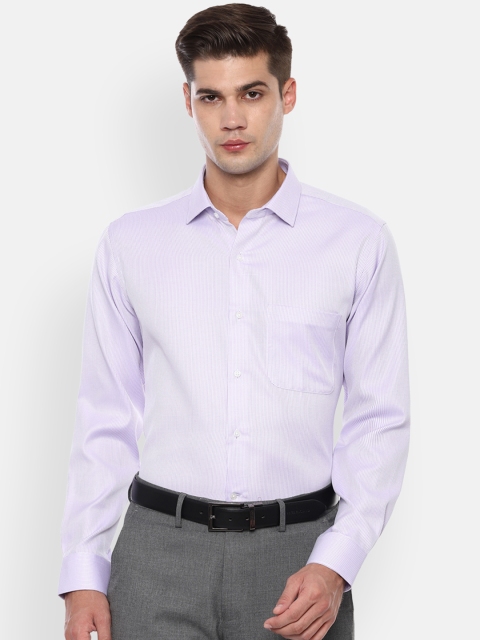 Van Heusen Men Lavender Self Design Regular Fit Formal Shirt