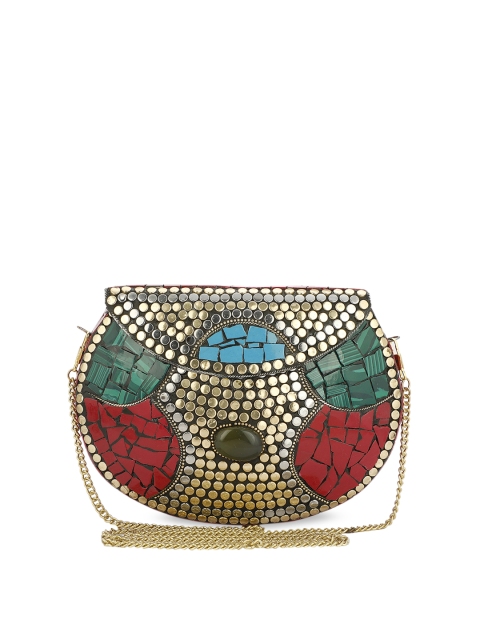 VOILA Muticoloured Chipped Stone Handmade Brass Embellished Box Clutch, Multi
VOILA Muticoloured Chipped Stone Handmade Brass Embellished Box Clutch, Multi
