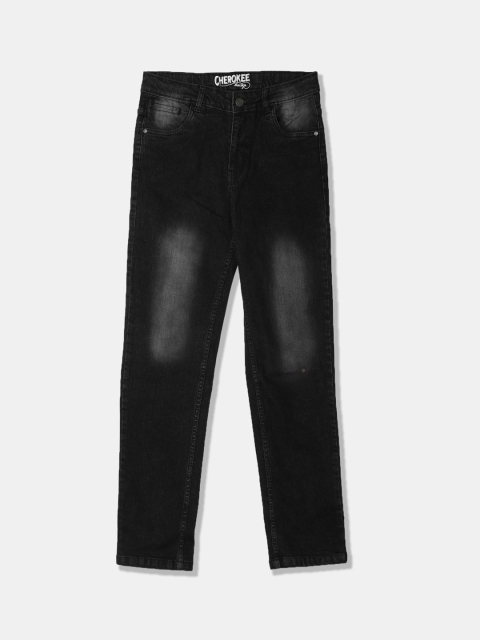 Cherokee Boys Black Slim Fit Mid-Rise Clean Look Stretchable Jeans