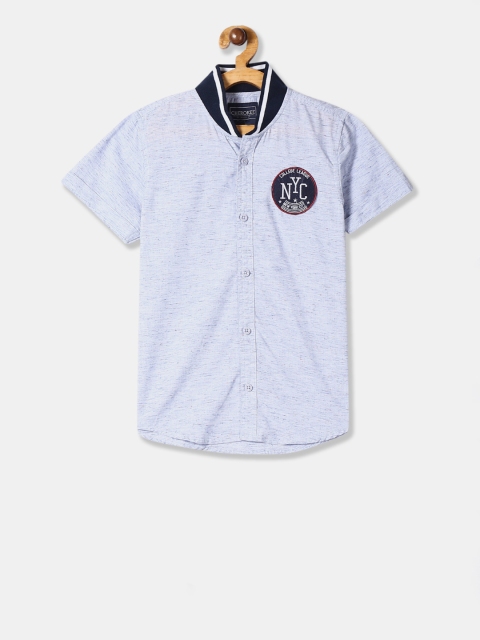 Cherokee Boys Blue Regular Fit Solid Casual Shirt