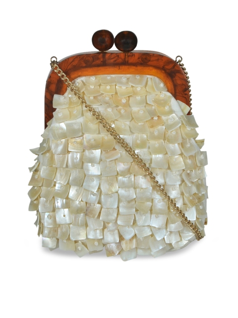 Diwaah Off-White Embellished Handheld Bag