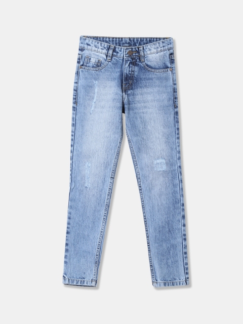 Cherokee Boys Blue Slim Fit Mid-Rise Low Distress Jeans