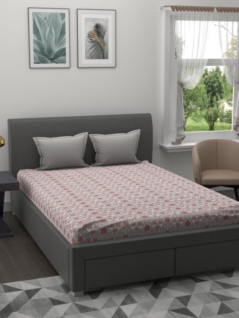 Trident Peach-Coloured & Grey Floral 210 TC Cotton 1 King Bedsheet with 2 Pillow Covers
Trident Peach-Coloured & Grey Floral 210 TC Cotton 1 King Bedsheet with 2 Pillow Covers