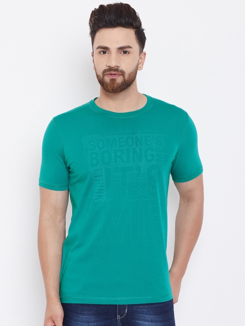 Adobe Men Green Printed Round Neck T-shirt