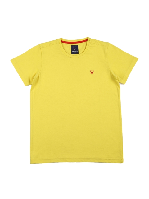Allen Solly Junior Boys Yellow Solid Round Neck T-shirt