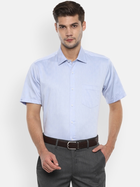Van Heusen Men Blue Regular Fit Self Design Formal Shirt