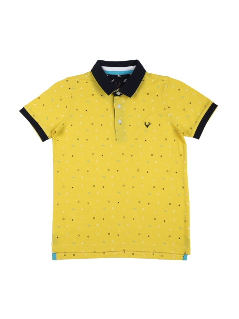 Allen Solly Junior Boys Yellow Printed Polo Collar T-shirt