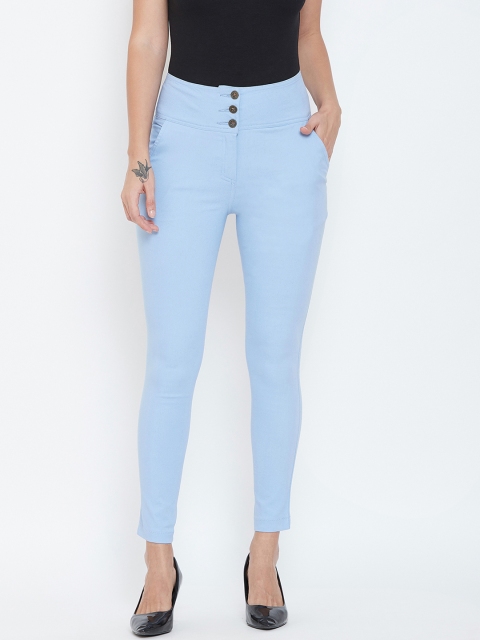 Rider Republic Women Blue Slim Fit Solid Cigarette Trousers