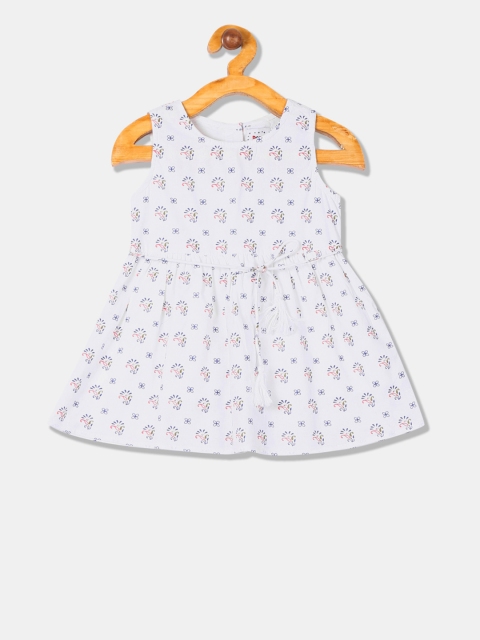 Donuts Girls White Printed Fit and Flare Dress