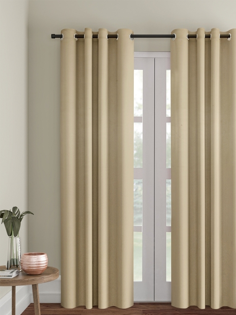 eyda Gold-Toned Single Room Darkening Long Door Curtain