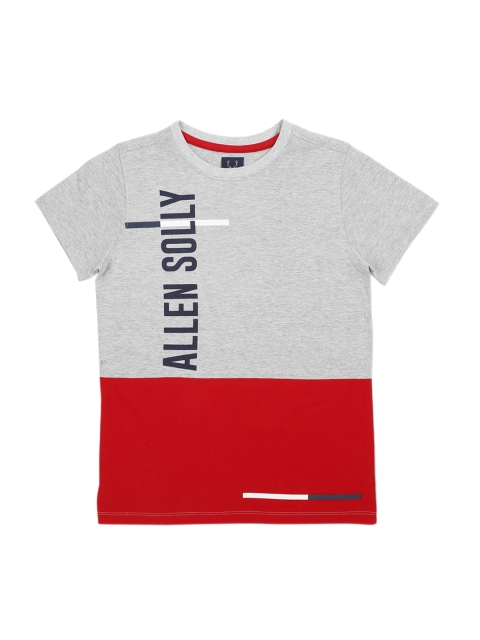 Allen Solly Junior Boys Grey Colourblocked Round Neck T-shirt