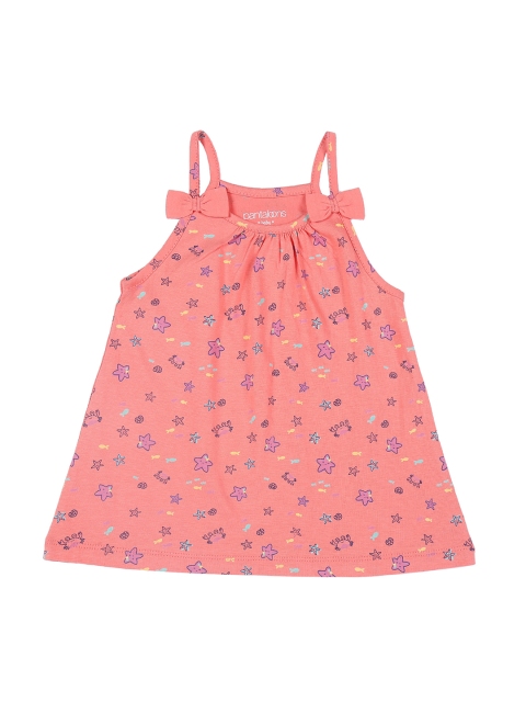 Pantaloons Baby Girls Coral Pink Printed A-Line Top