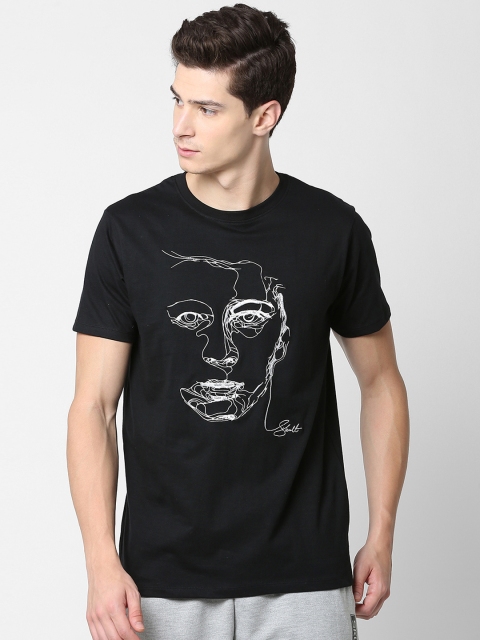 SKULT by Shahid Kapoor Men Black & White Printed Round Neck T-shirt