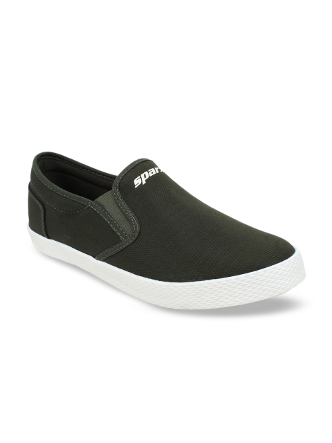 Sparx Men Olive Green Slip-On Sneakers