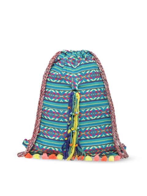 The House of Tara Women Teal Blue Textured Backpack