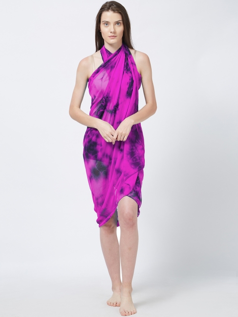 Mirchi Fashion Women Magenta & Black Tie-Dye Printed Sarong