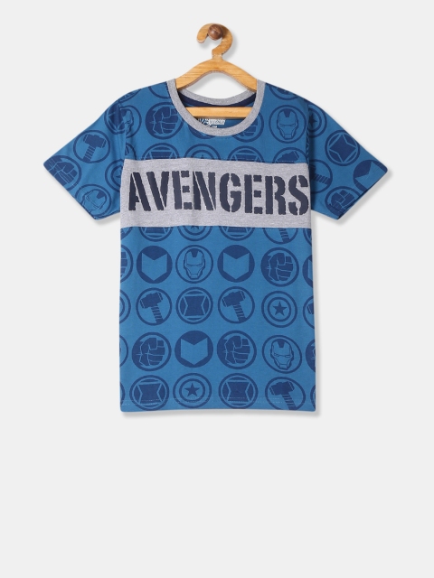 Colt Boys Blue Avengers Printed Round Neck T-shirt