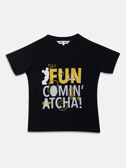 DISNEY X ZILINGO Boys Black Printed Round Neck T-shirt