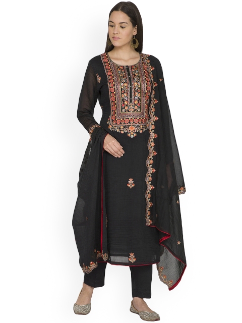 Pernia Pop-Up Shop By NYSA & SHUBHANGI Black & Orange Yoke Design Kurta Set