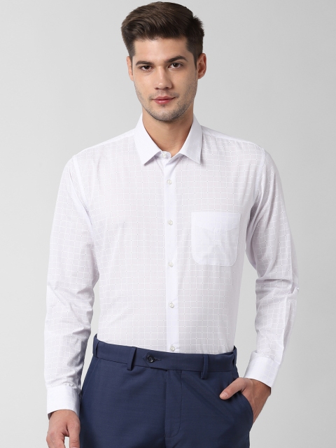 Peter England Men White Regular Fit Self Design Formal Shirt